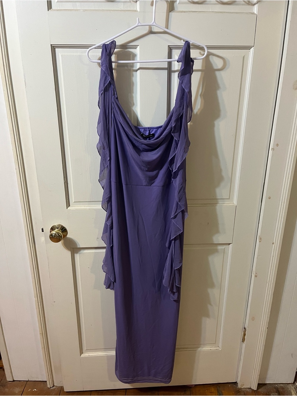 Lilac Sleeveless Ruffle-Trim Wedding Dress